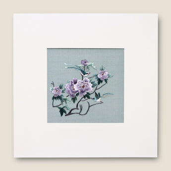 Suzhou Embroidery - Purple Peonies and Birds