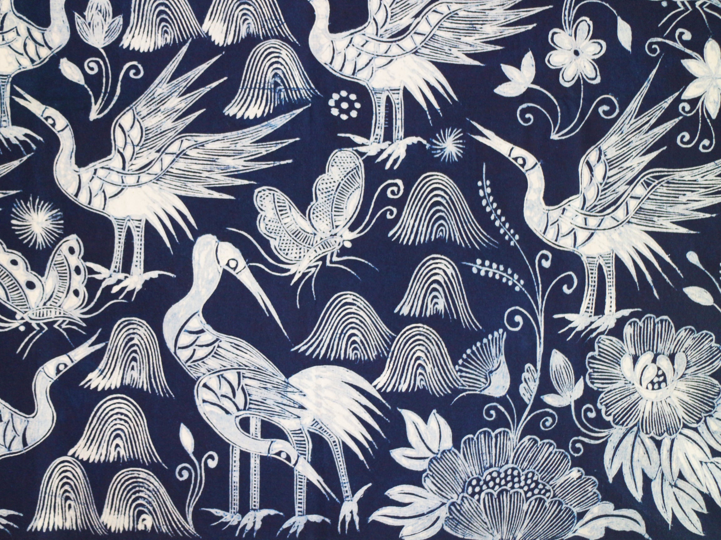 Batik Painting - The Dance of the White Cranes