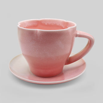 Hand-Painted Ceramic Coffee Cup Set - Lotus Serenity