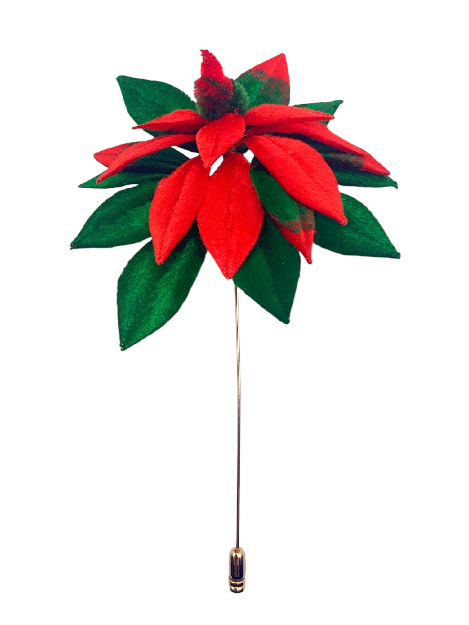 Christmas Velvet Flower Brooch - Poinsettia