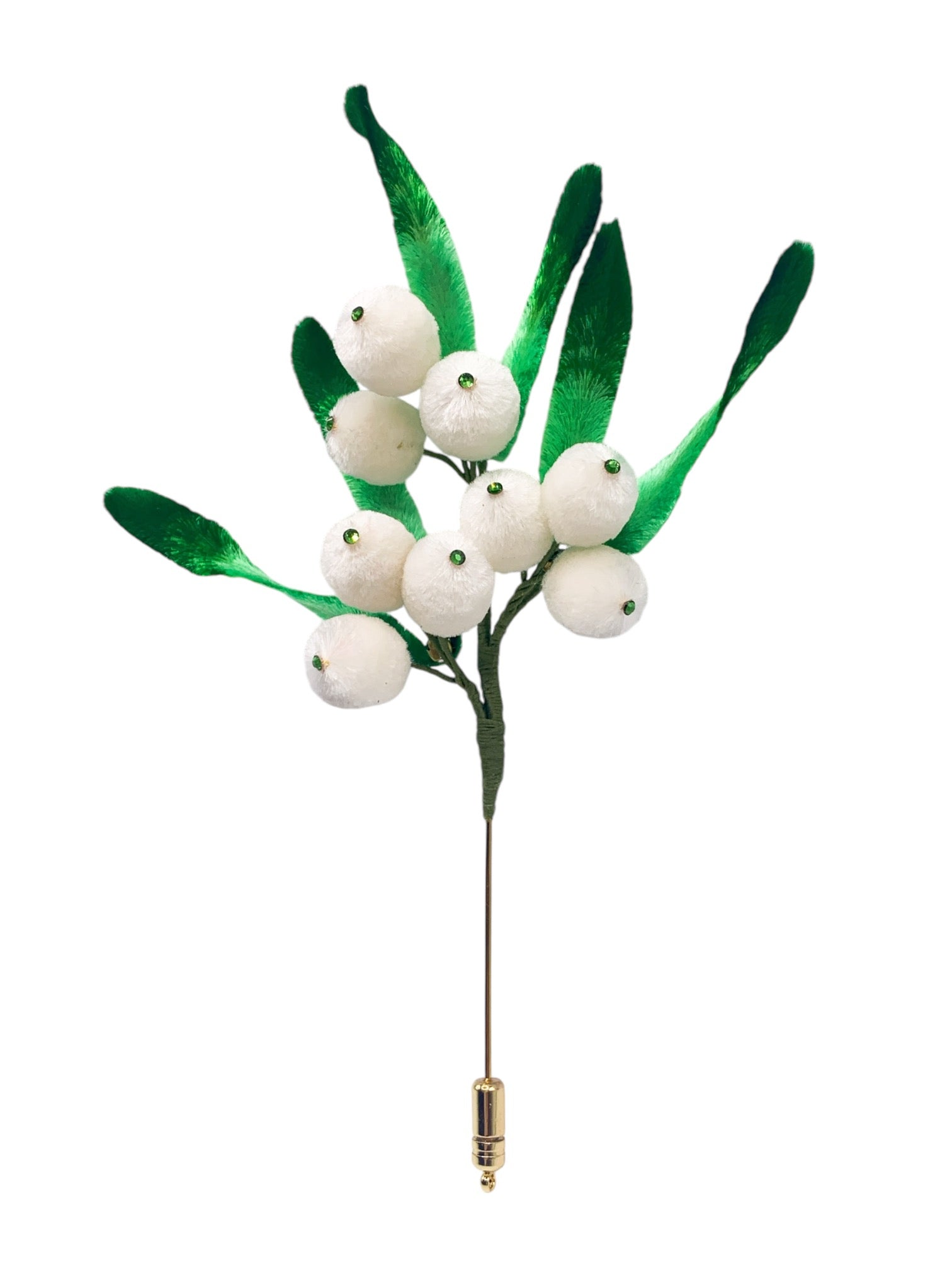 Christmas Velvet Flower Brooch - Mistletoe