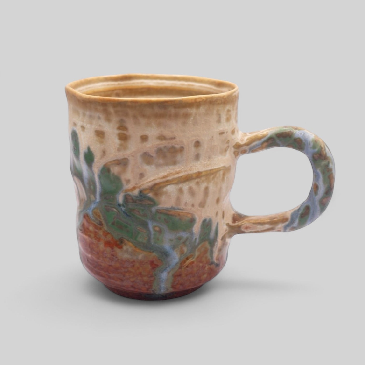 Handmade Irregular Ceramic Mug - Mountain Stream