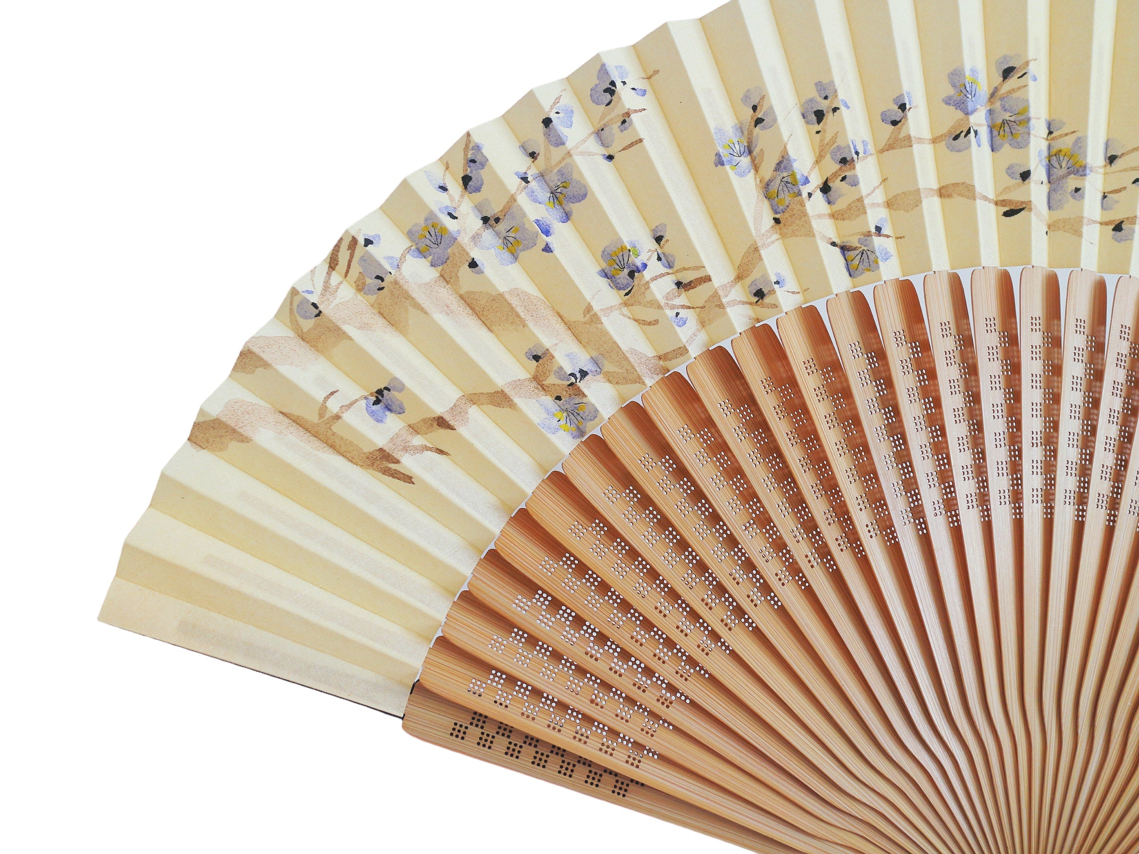 Hand-Painted Silk Folding Fan - Plum Blossom