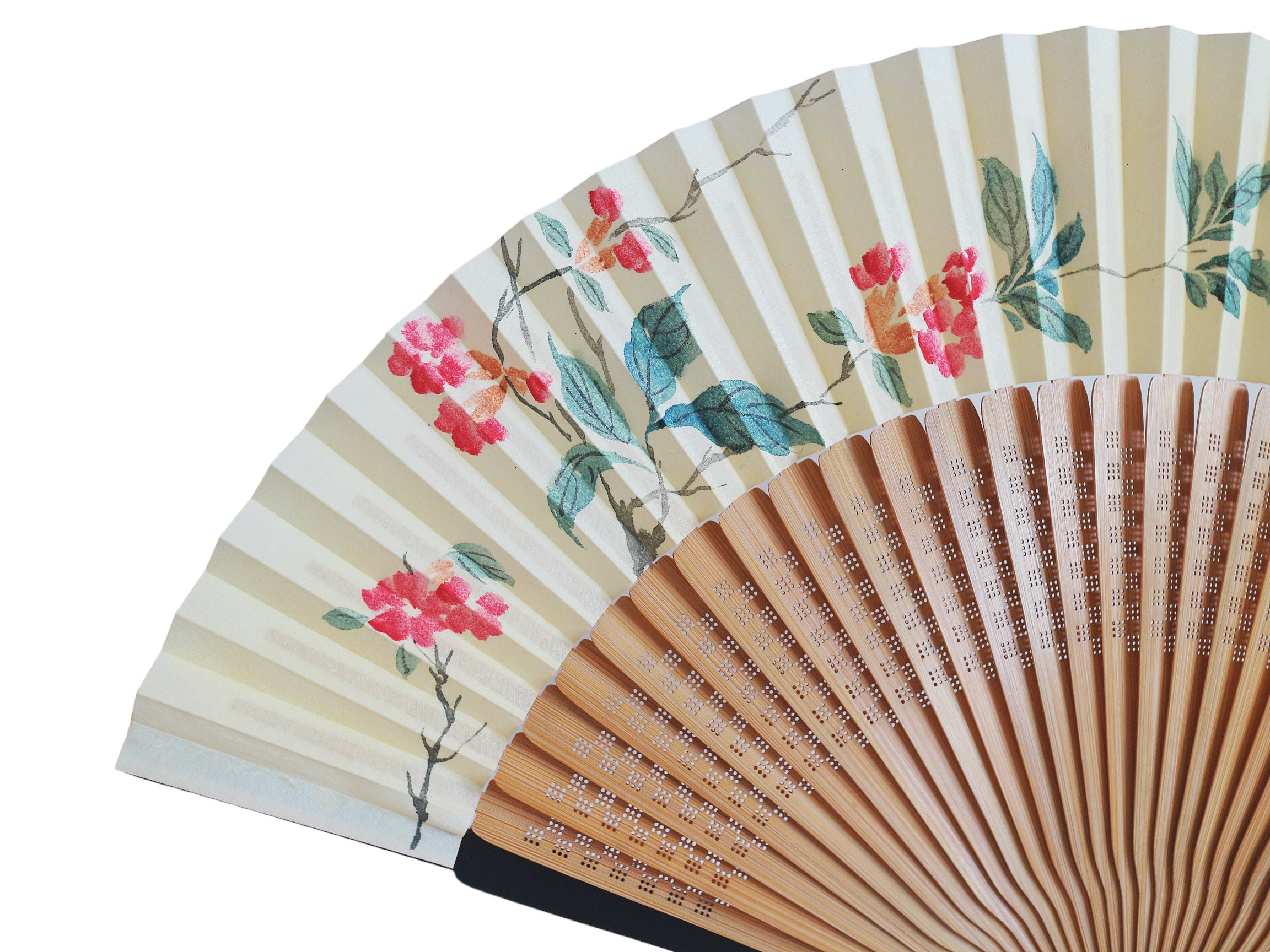 Hand-Painted Silk Folding Fan - Pomegranate