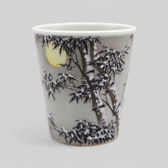 Hand-Painted Porcelain Tea Cup – Snow Bamboo Under the Moon