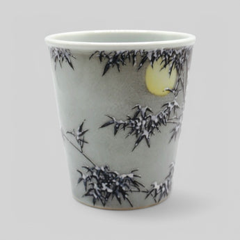 Hand-Painted Porcelain Tea Cup – Snow Bamboo Under the Moon