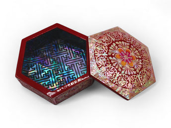 Red Hexagonal Lacquer Jewellery Box