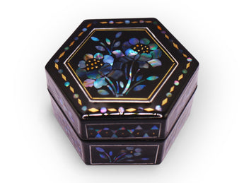 Hexagonal Lacquer Jewellery Box - 01