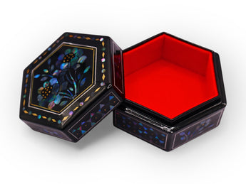 Hexagonal Lacquer Jewellery Box - 01