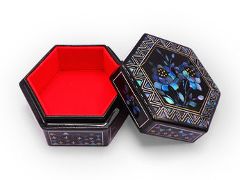 Hexagonal Lacquer Jewellery Box - 02